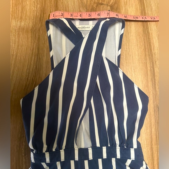 Abercrombie & Fitch XS Halter Dress Navy Blue Striped A Line Mini Women’s Summer - Picture 7 of 9